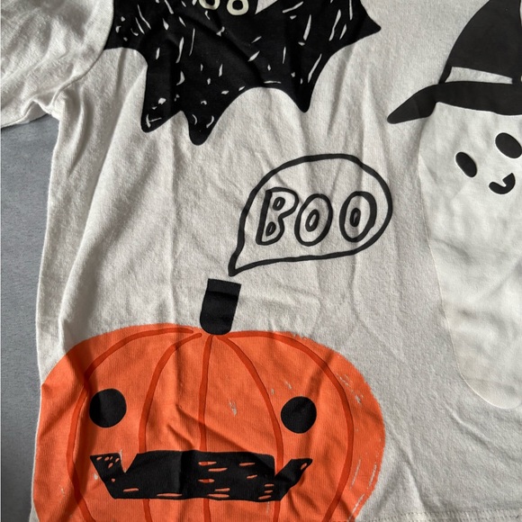 Primark White Kids Halloween Tee with Orange Pumpkin and Black Bat - Picture 3 of 4